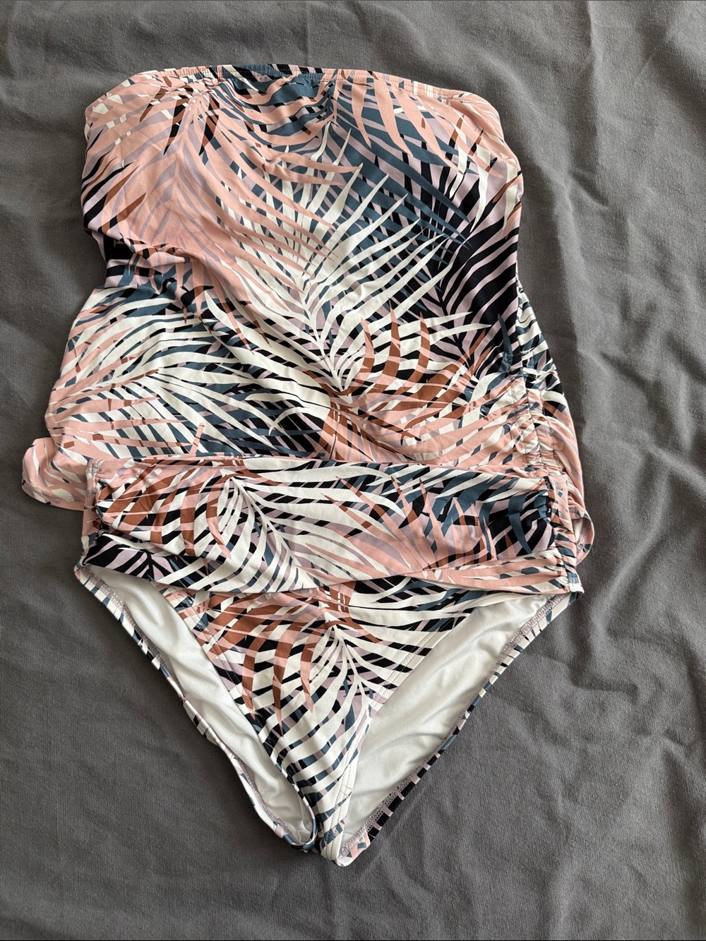Soma Tankini Swimsuit in Pink, Navy & Cream Palm Print